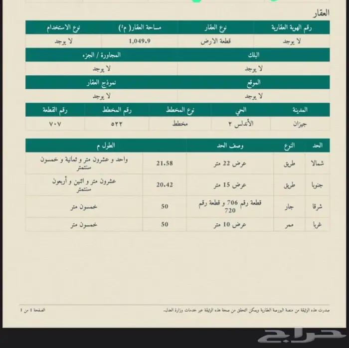 ارض للبيع ضاحية الملك عبدالله جيزان الاندلس 522 2