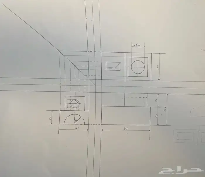 رسم هندسي دراونق لكلية الجبيل والمعهد التقني 6