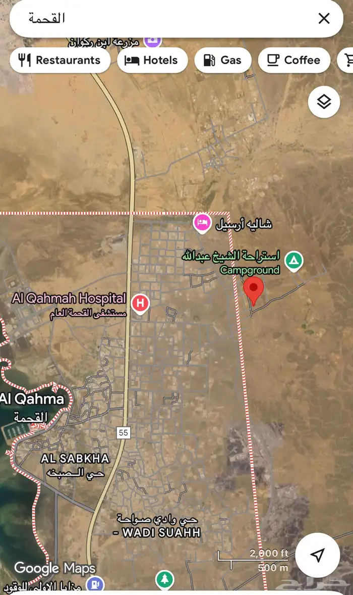 ارض مساحتها 2040 م في القحمه مطله ع البحر للايجار طويل الام 0