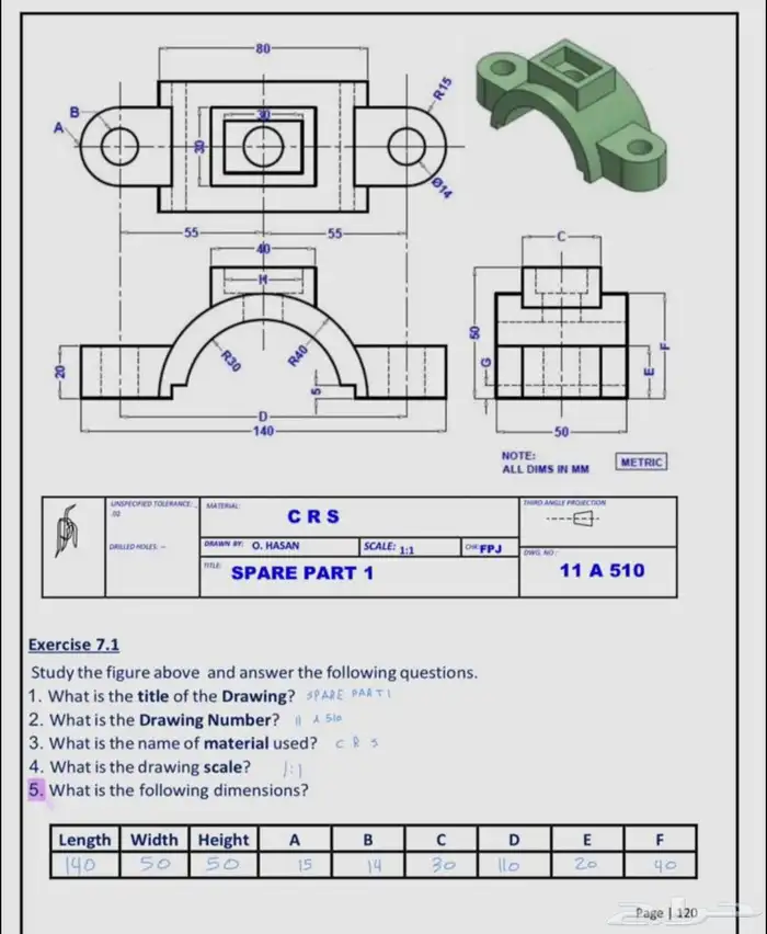 رسم هندسي دراونق لكلية الجبيل والمعهد التقني 3