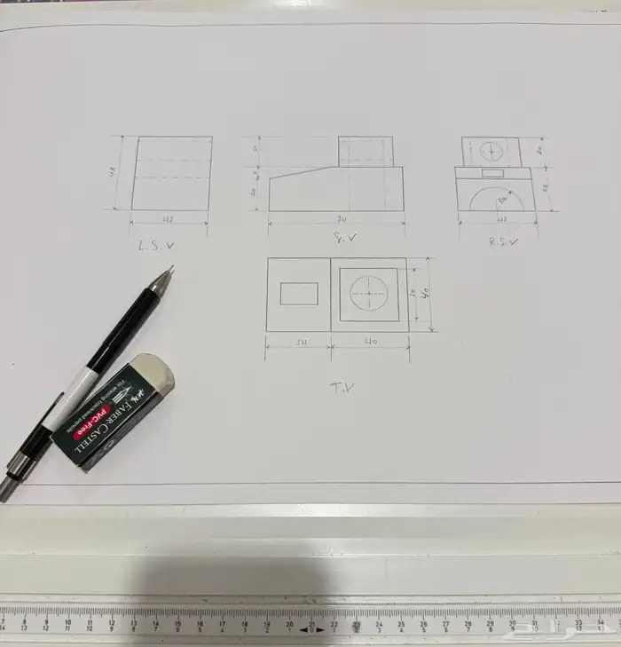 رسم هندسي دراونق لكلية الجبيل والمعهد التقني 8