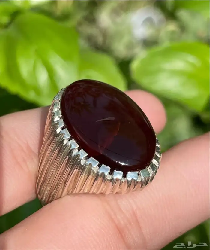 خاتم عقيق يماني كرزي مزعفر 2