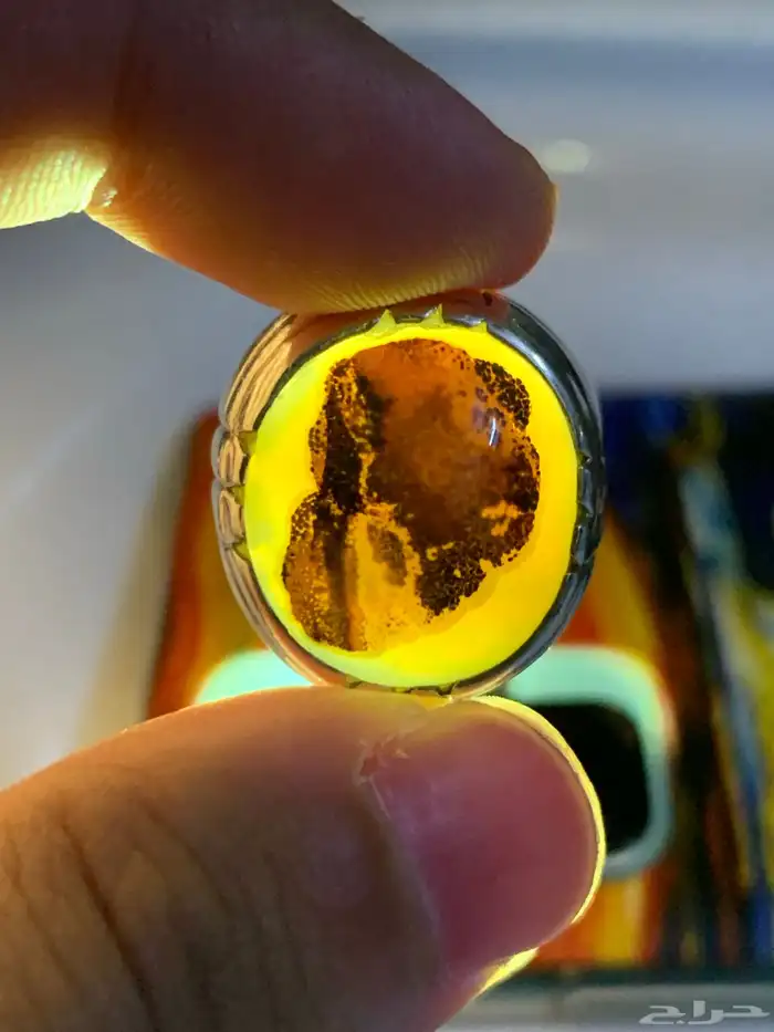 خاتم عقيق يماني مصور وجه طبيعي 100 نوادر الاحجار 2 12