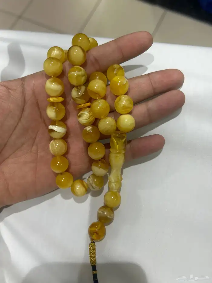 مسباح كهرمان عسلي وبياض 1