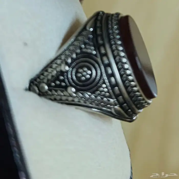 خاتم فضة عقيق يماني للبيع 1