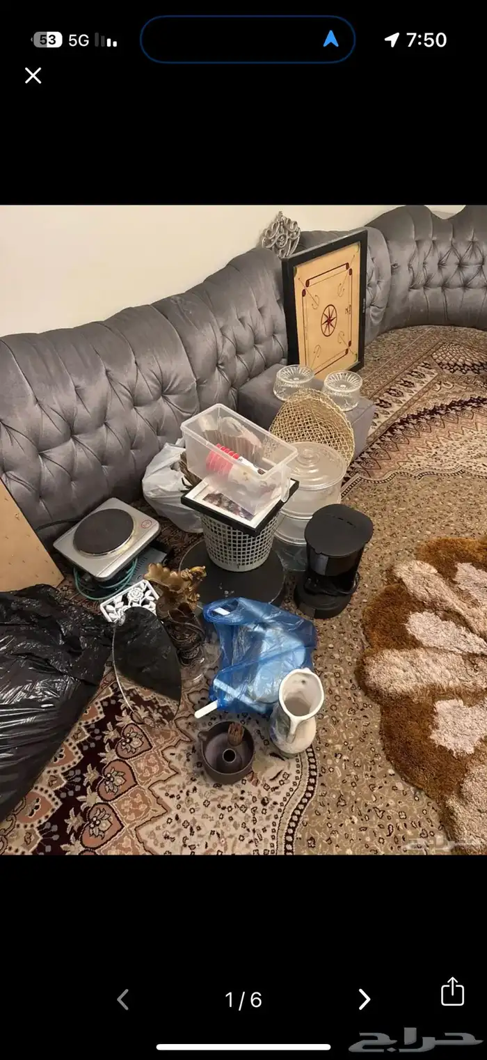 مواعين وفرن كهربائي وحق سمن   مع مخاد مقلط وفرشه صغيره 5