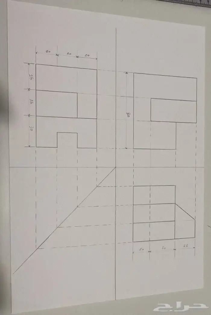 رسم هندسي دراونق لكلية الجبيل والمعهد التقني 7