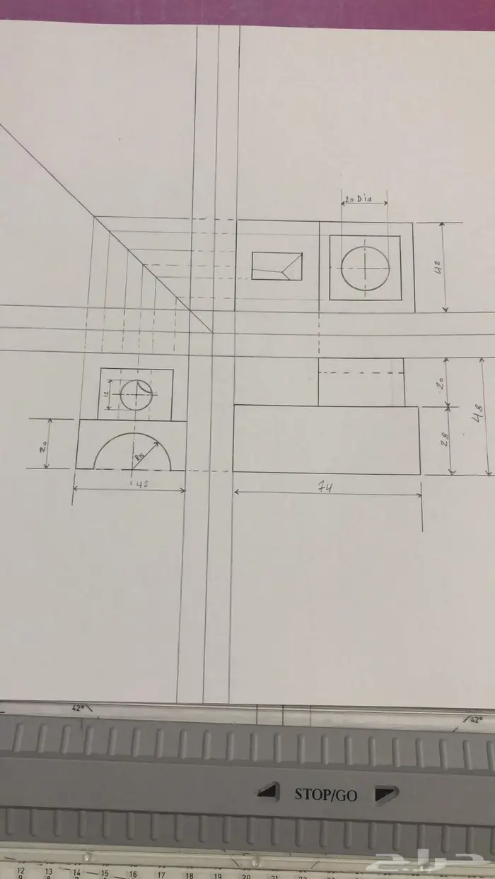 رسم هندسي دراونق لكلية الجبيل والمعهد التقني بالجبيل 3
