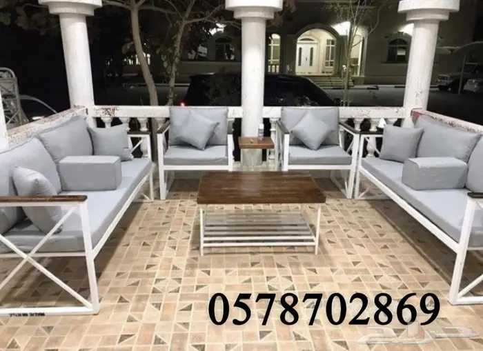 جلسات حديد وخشب طقم 7 اشخاص 2