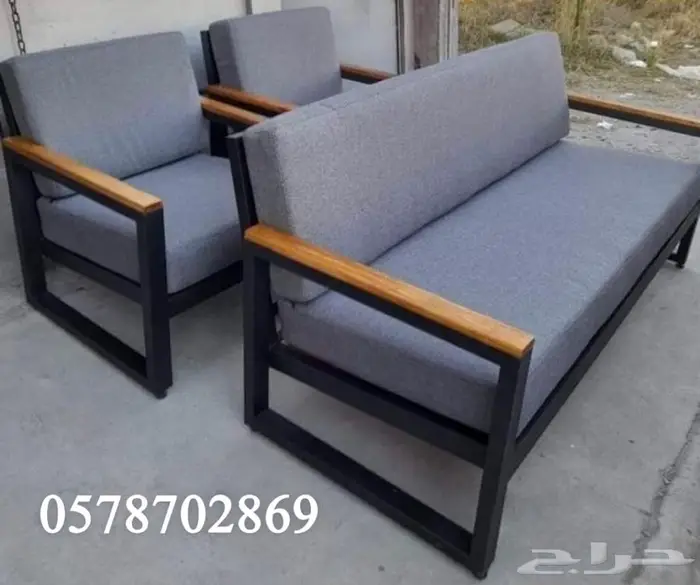 جلسات حديد وخشب طقم 7 اشخاص 1