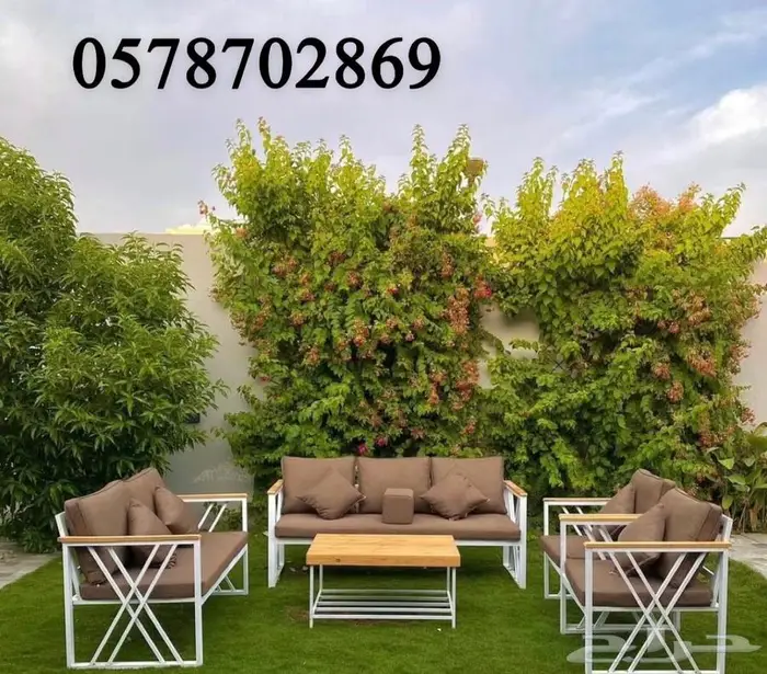 جلسات حديد وخشب طقم 7 اشخاص 7