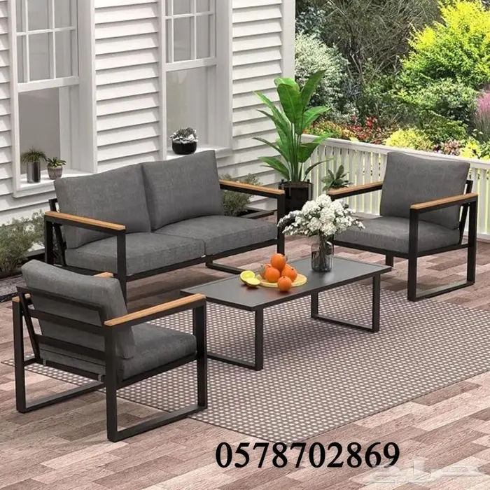 جلسات حديد وخشب طقم 7 اشخاص 4