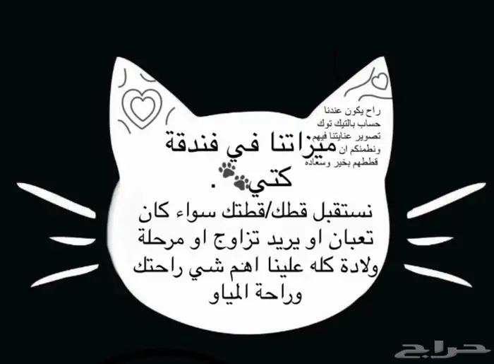 قريبا سيتم فتح فندقة كتي للقطط للاستفسار خاص حراج . 0