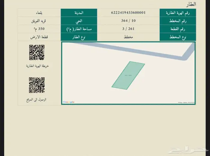 للبيع ارض بمخطط الفويلق بقعاء 0