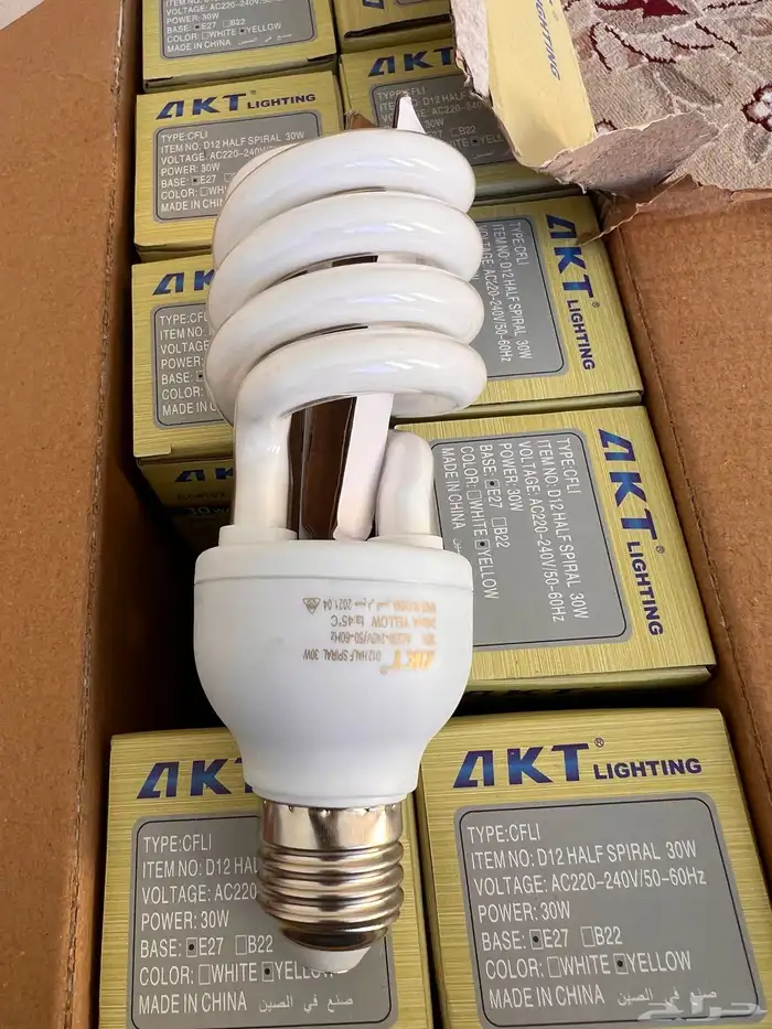 كرتون لمبات عشر حبات لوان اصفر بي 40 3