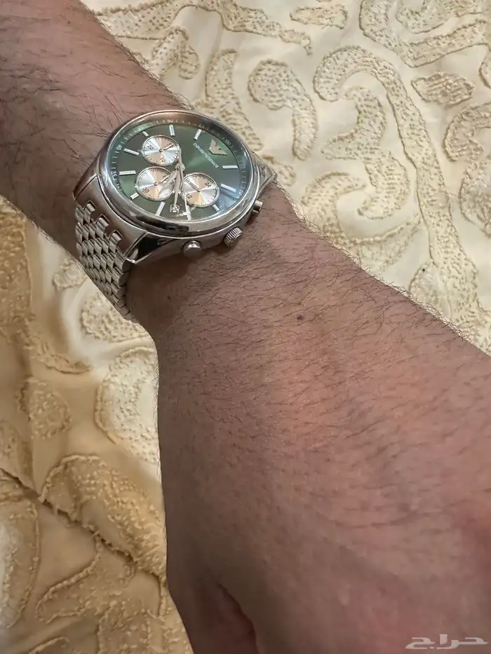 ساعة ارماني كرونوغراف ووقت وتاريخ اصلي ميناء اخضر 2