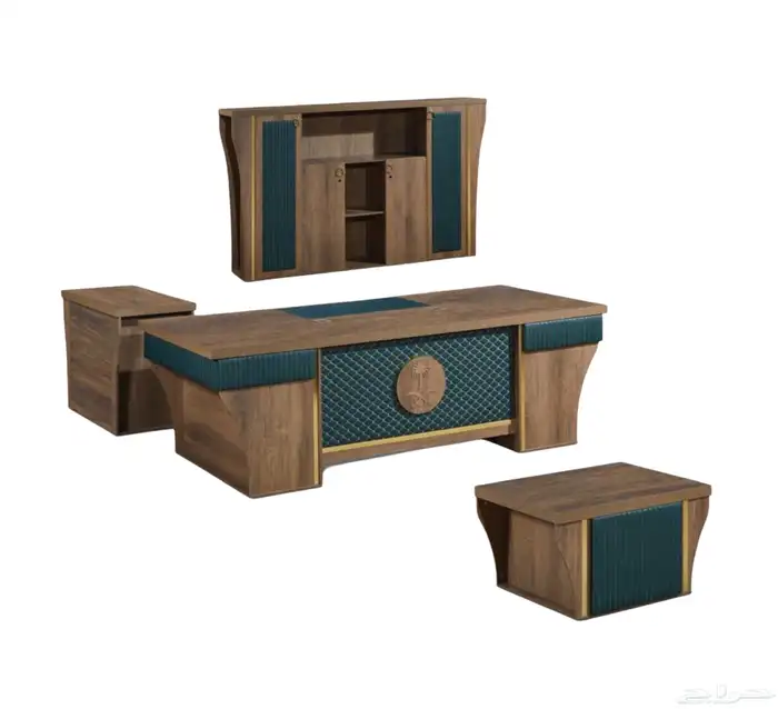 طقم مكتب حق مدير جلد اخضر و مكاتب إدارية فخم و طاوله إجتماع 0