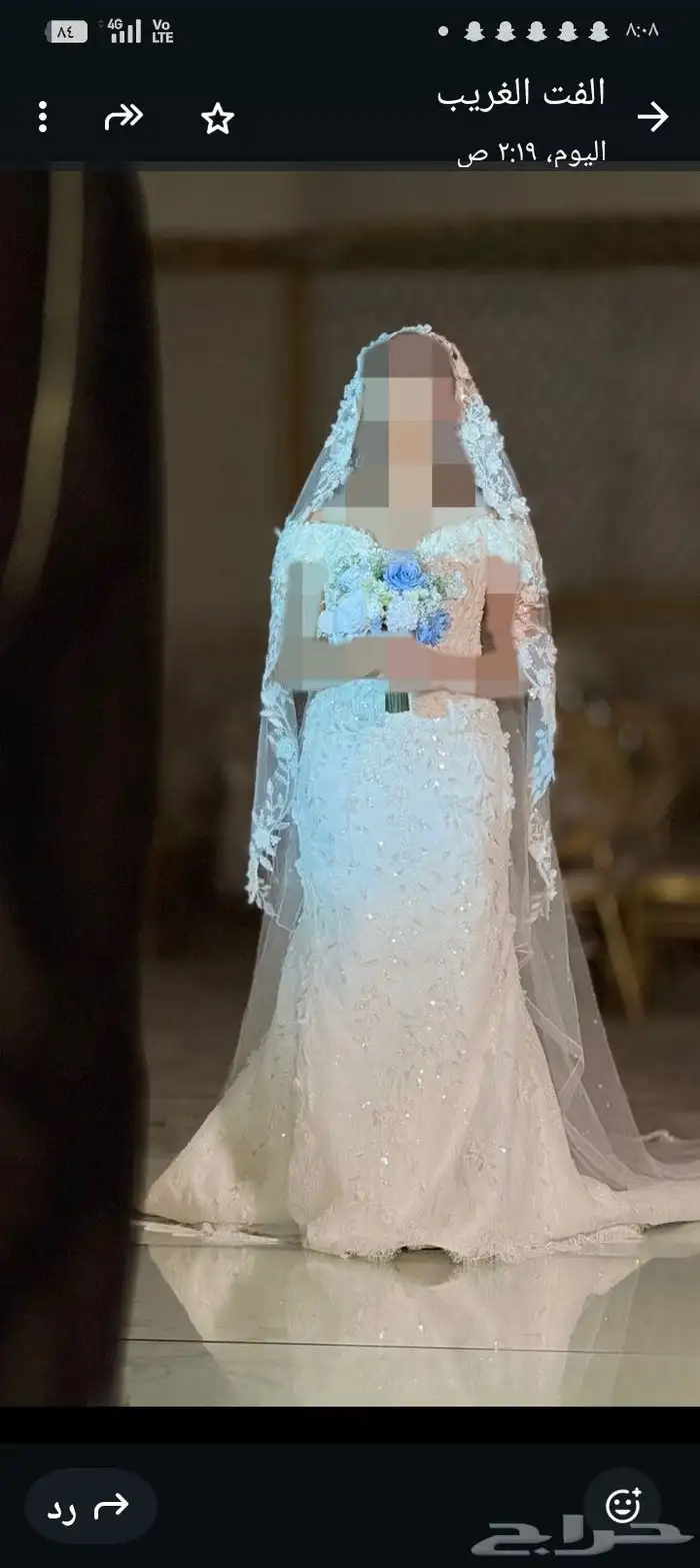 فستان زفاف استخدام 3ساعات. كامل الجيبون والطرحه 3
