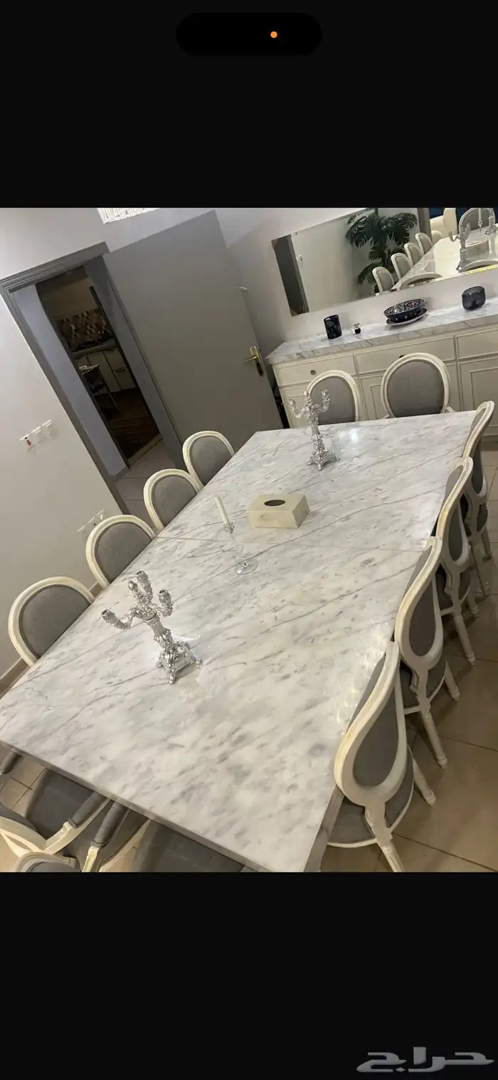 للبيع طاوله طعام رخام طبيعي 12 كرسي 2