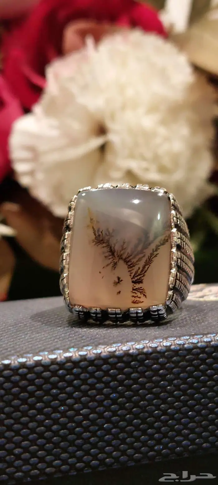 خاتم عقيق يمني شجري طبيعي 2