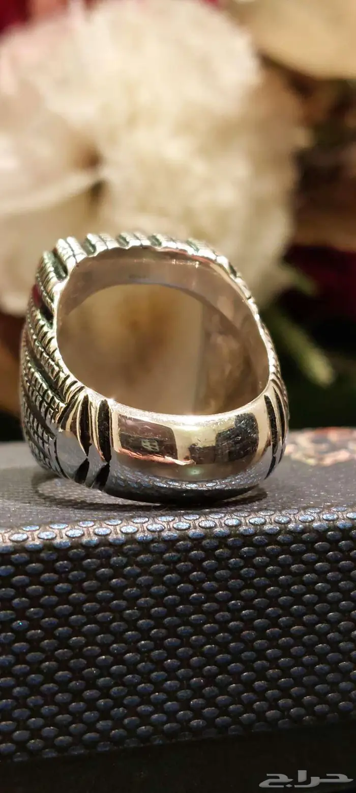 خاتم عقيق يمني شجري طبيعي 1