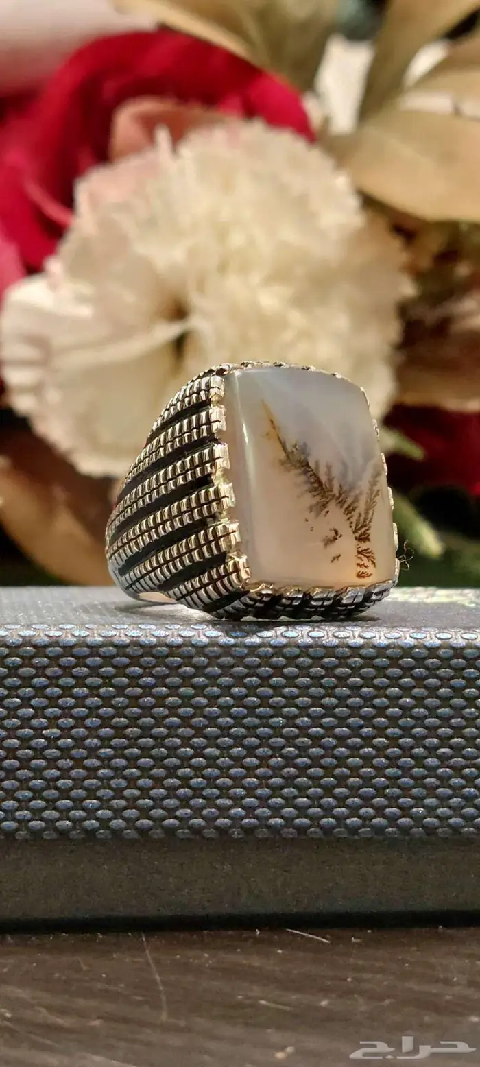 خاتم عقيق يمني شجري طبيعي 0