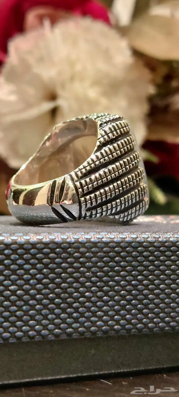 خاتم عقيق يمني شجري طبيعي 5