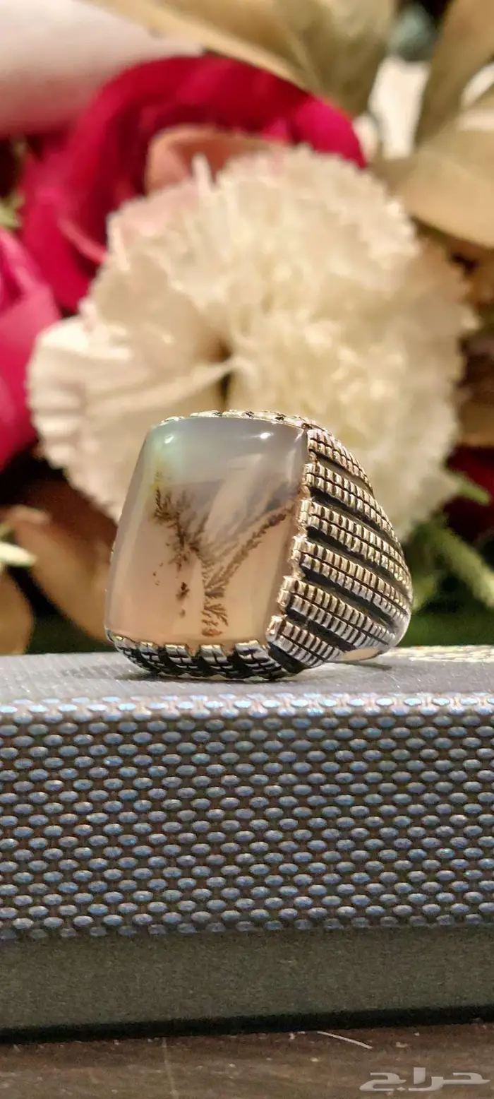 خاتم عقيق يمني شجري طبيعي 4