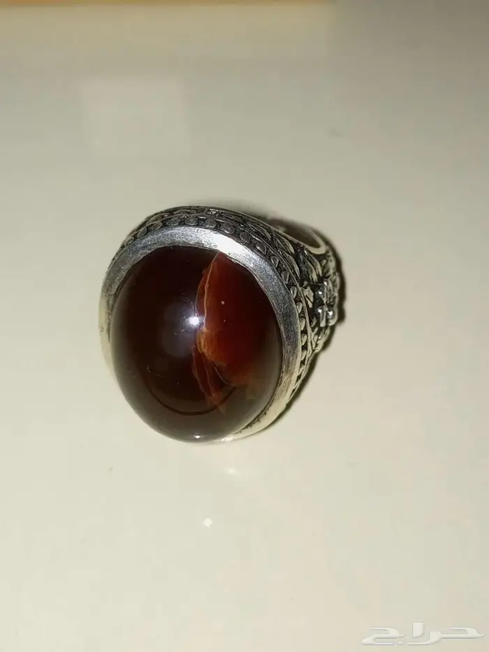 خاتم عقيق كرزي مزعفر 3