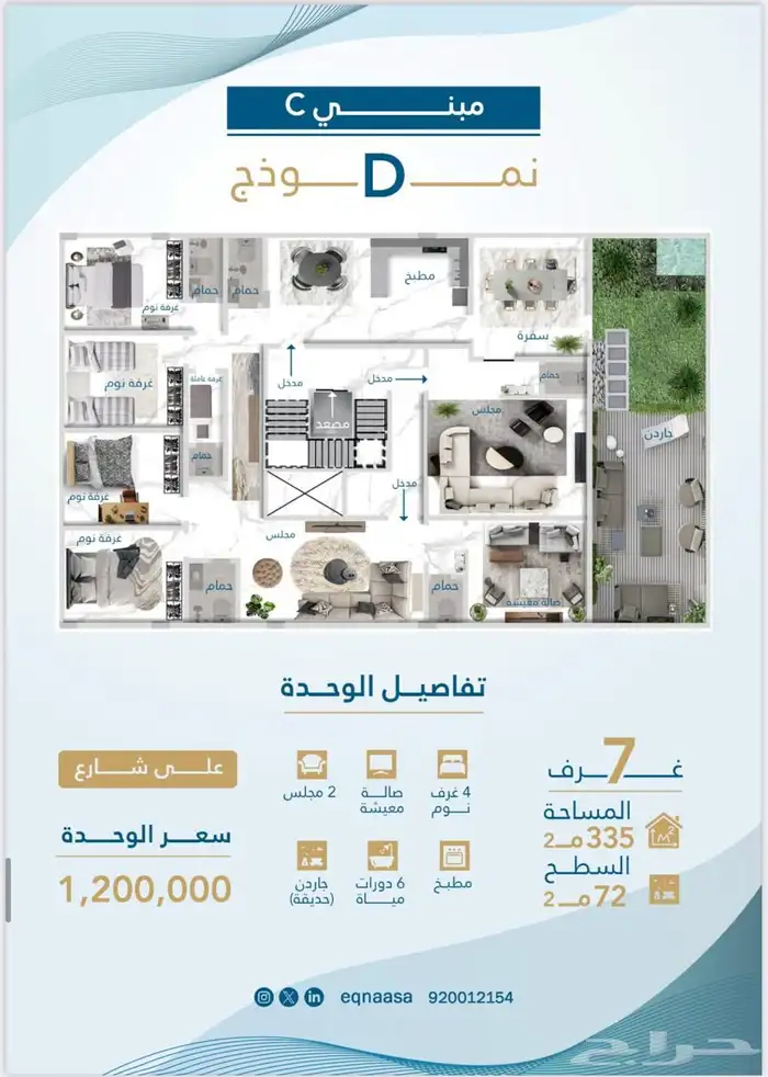 شقق وملاحق دور كامل تحت الإنشاء مقابل حديقة درب الحرمين 7