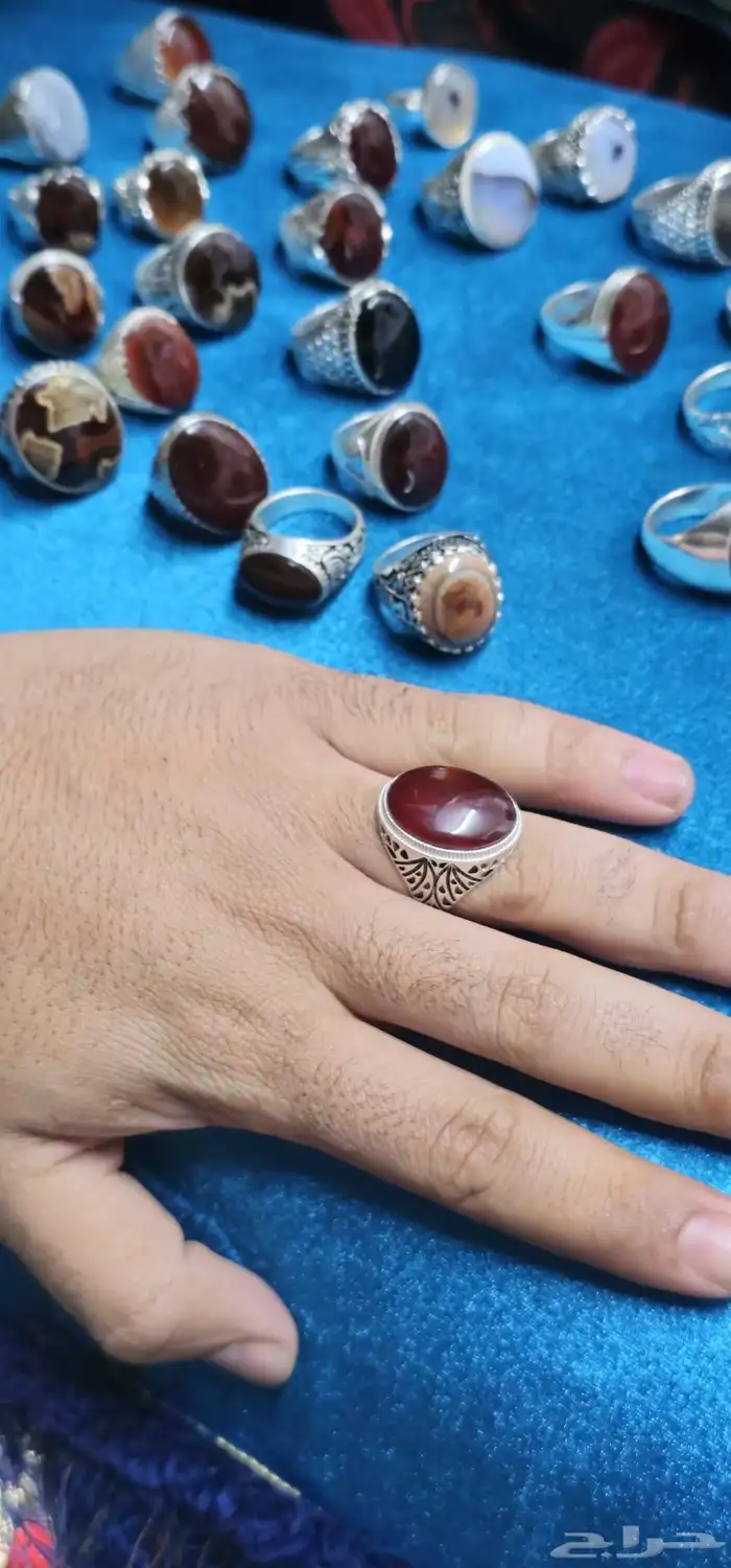 خواتم عقيق يماني كبدي رماني مزهر مصور فاخر من الاخر 1
