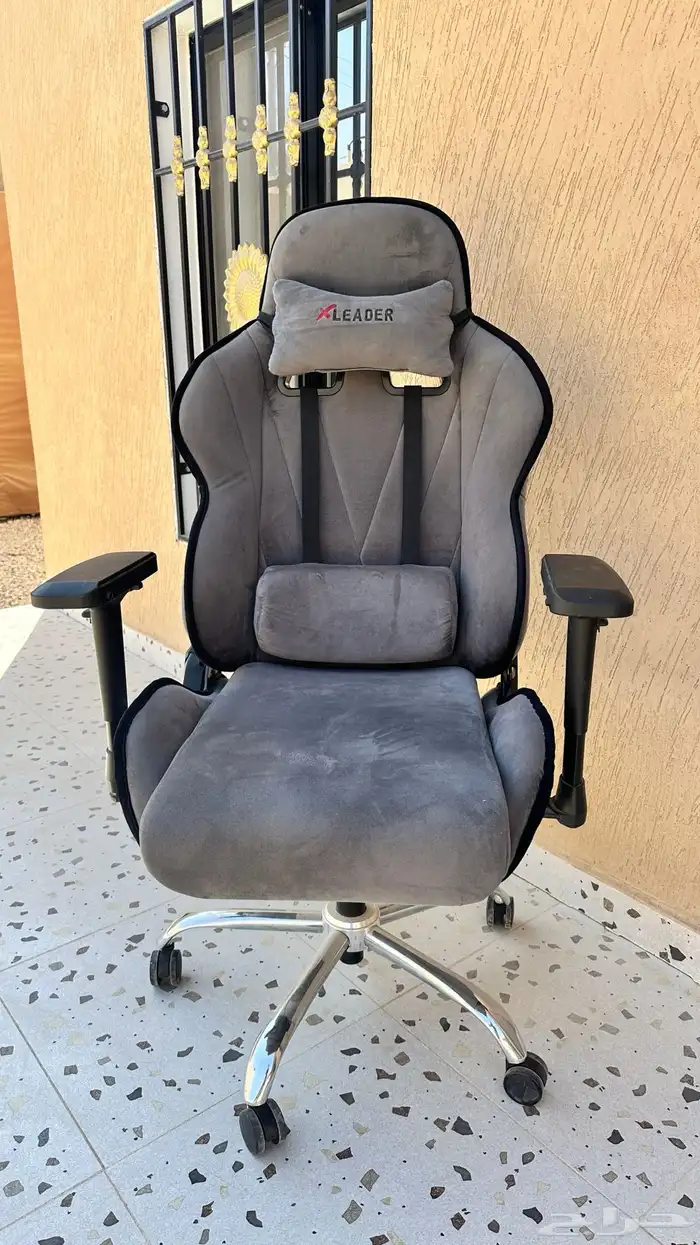 كرسي قيمنق اكس ليدر رمادي مخمل 0