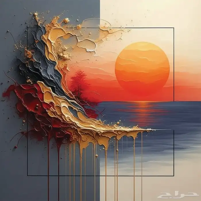 لوحة فنية تجريدية   تنفيذ يدوي راق  حسب الطلب 0