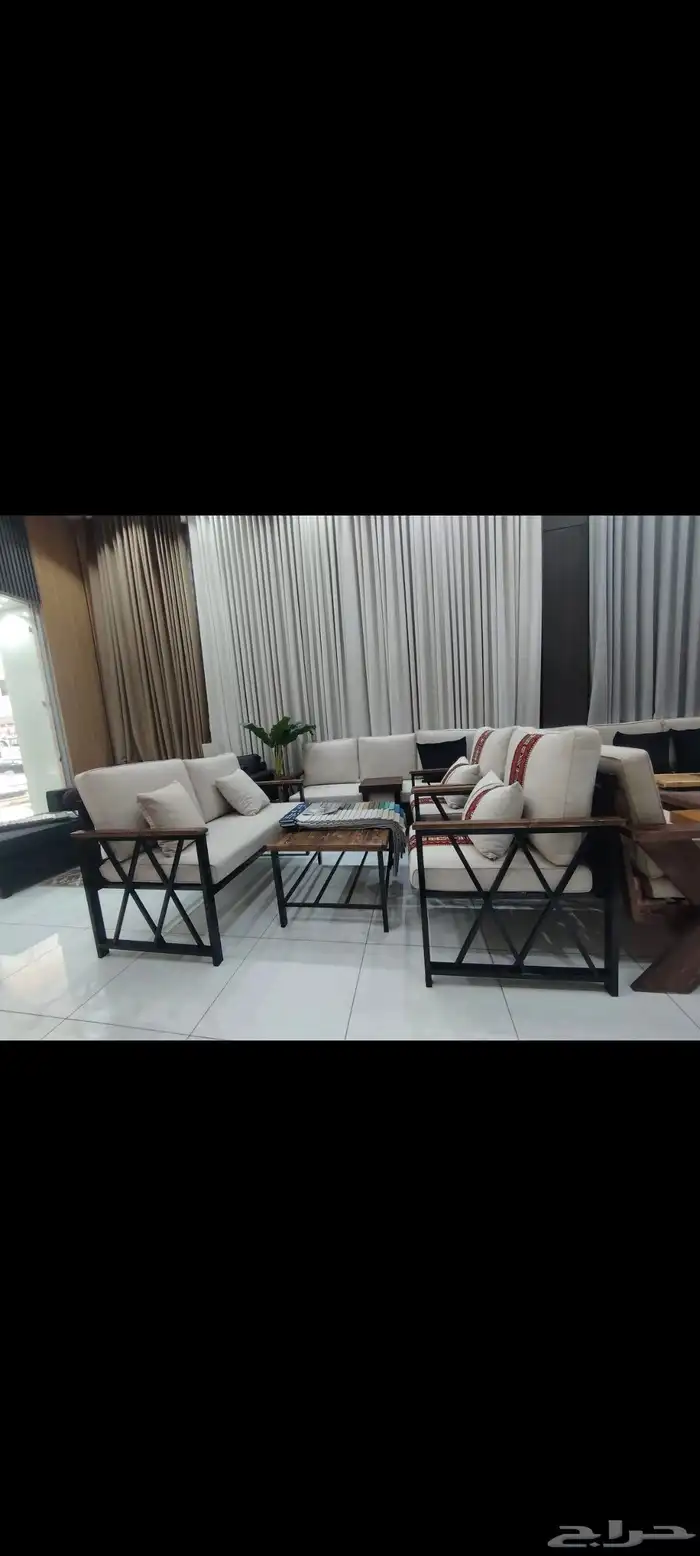 جلسات_خارجيه طقم 7 شخص اسنفج اصلي وحديد قوي خشب 9