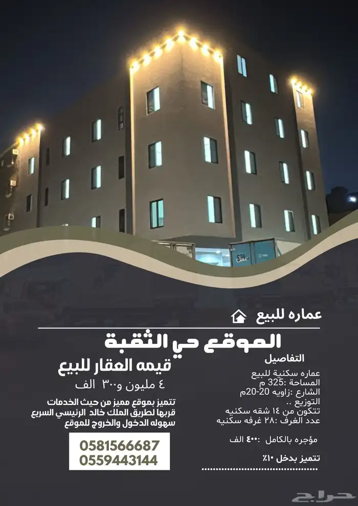 عماره سكنيه تجاريه للبيع بالثقبه 0