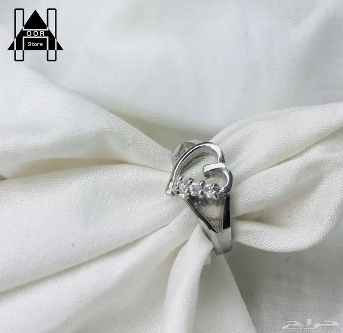 خواتم فضه راقية وناعمة نسائية عيار 925 على شكل قلب بغصوص 1