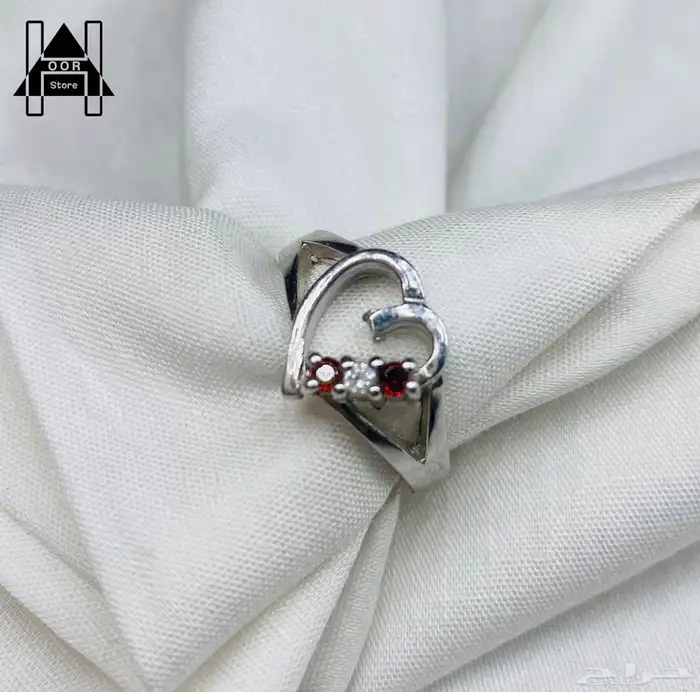 خواتم فضه راقية وناعمة نسائية عيار 925 على شكل قلب بغصوص 3