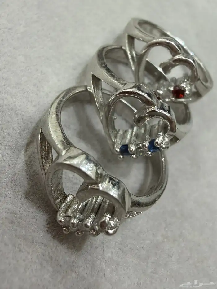 خواتم فضه راقية وناعمة نسائية عيار 925 على شكل قلب بغصوص 6