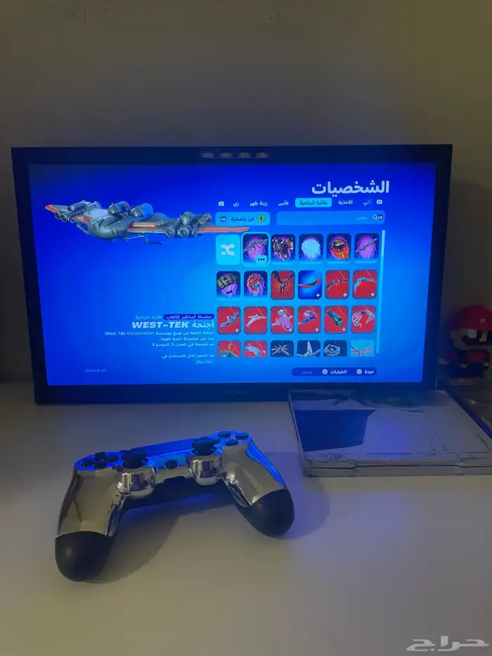 سوني فور مع يد 8 اشرطة سوني   حساب فورت نايت 137 سكن   شاشة 16