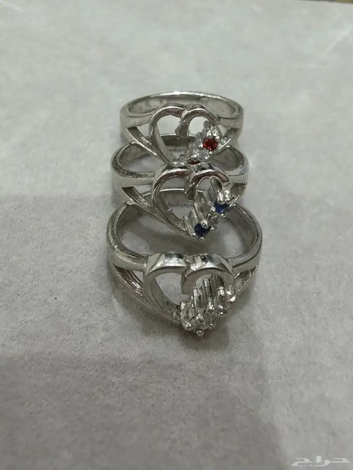 خواتم فضه راقية وناعمة نسائية عيار 925 على شكل قلب بغصوص 5