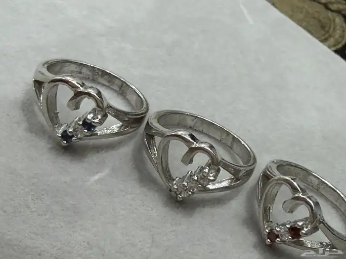 خواتم فضه راقية وناعمة نسائية عيار 925 على شكل قلب بغصوص 7