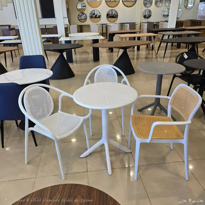 طاولات كافي مع كراسي جاهزة وتفصيل للفنادق والجلسات الخارجية 3