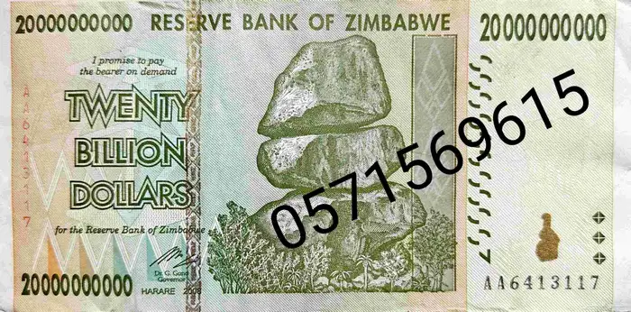 Zimbabwe 20 Billion Dollar Original 0