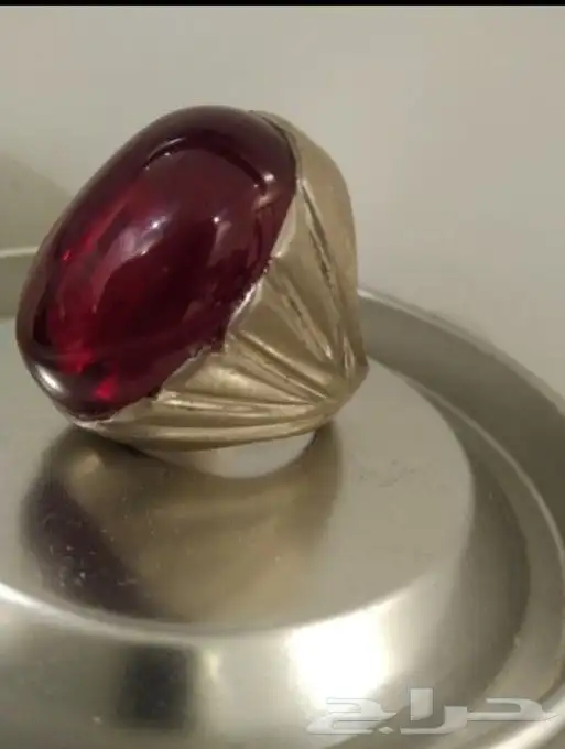 خاتم فضه حجر ياقوت تراث قديم 0