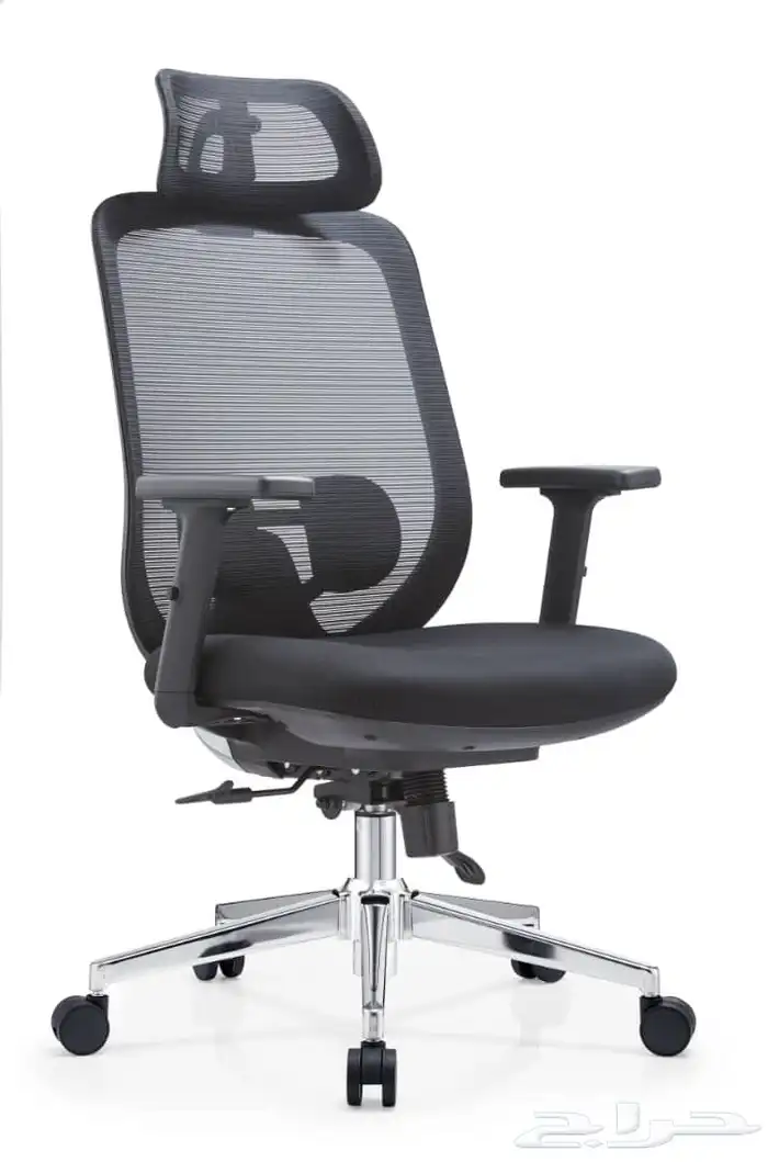 كرسي دوار ظهر عالي شبك لون اسود جديدنا 1