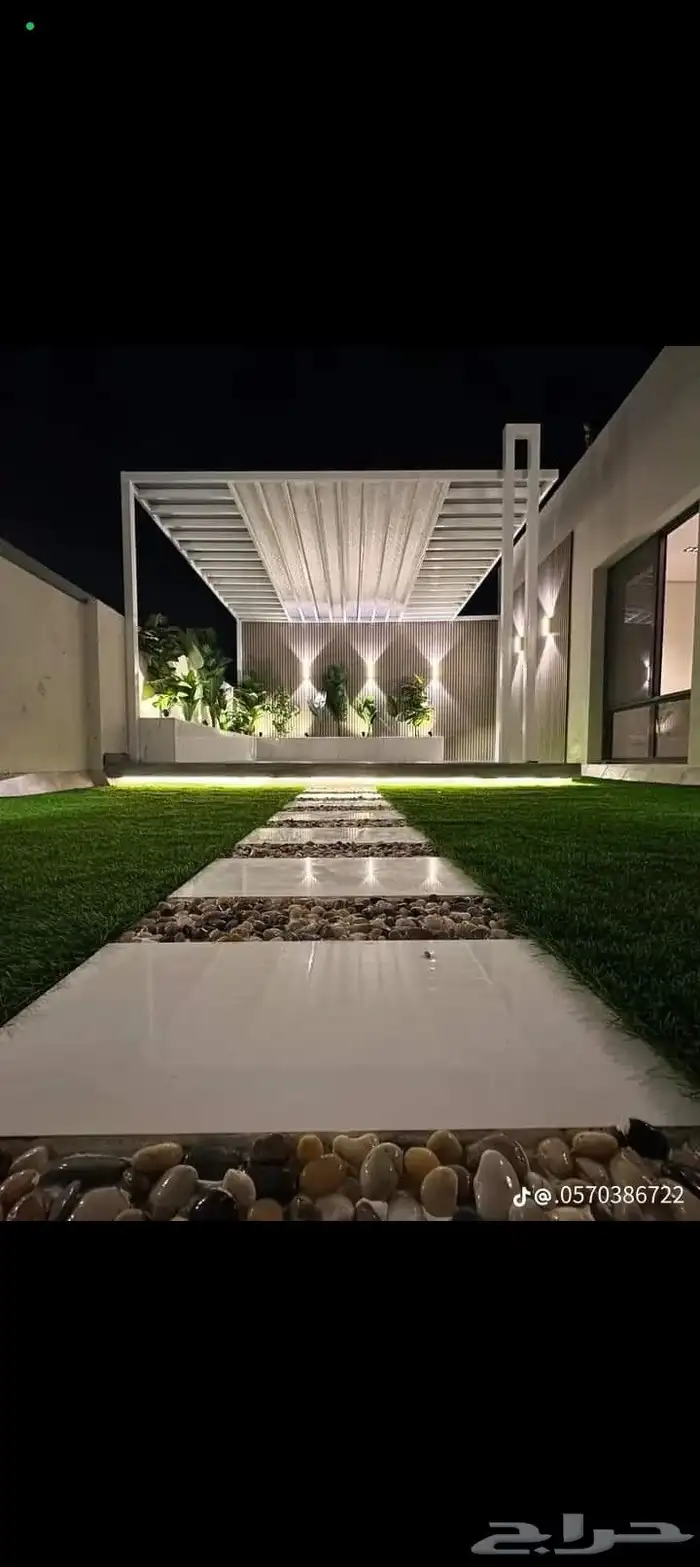 مظله برجوله ساتر شلال نافوره بدل خشب وعشب 1