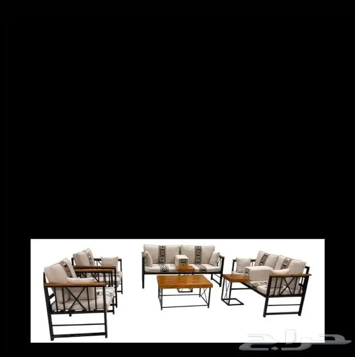 جلسات خارجيه خشب حديد بجوده عاليه تصميم عصري 0