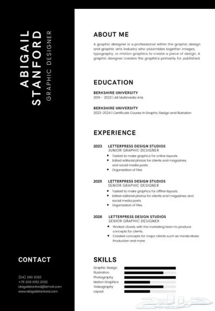 تصميم سيره ذاتيه احترافيه CV 4