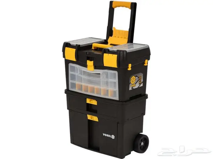 صندوق عدة بعجلات مع منظم قابل للإزالة 0