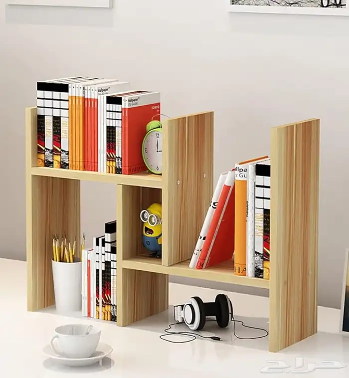 رف خشبي بني وأبيض جديد بكرتونه   شحن مجاني 1